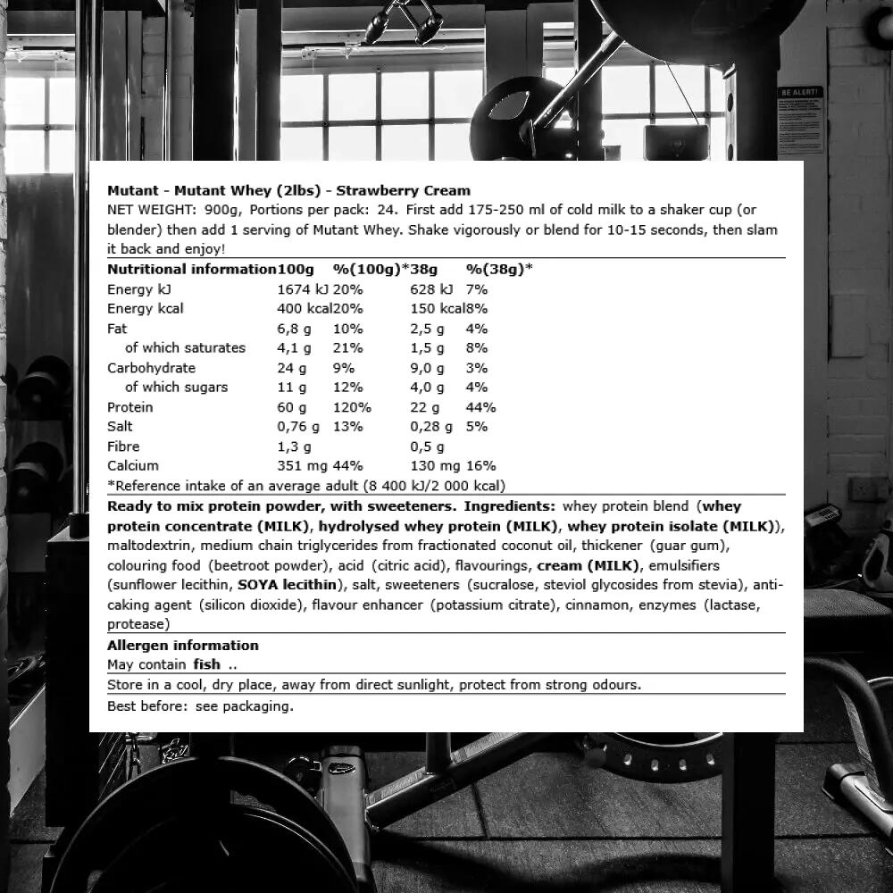 Mutant Mutant Whey (2lbs) Strawberry Cream - Eiwitten - Wei-eiwit Mix 3/3