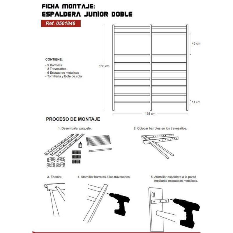 ESPALDERA JUNIOR DOBLE 180 X 135 CM