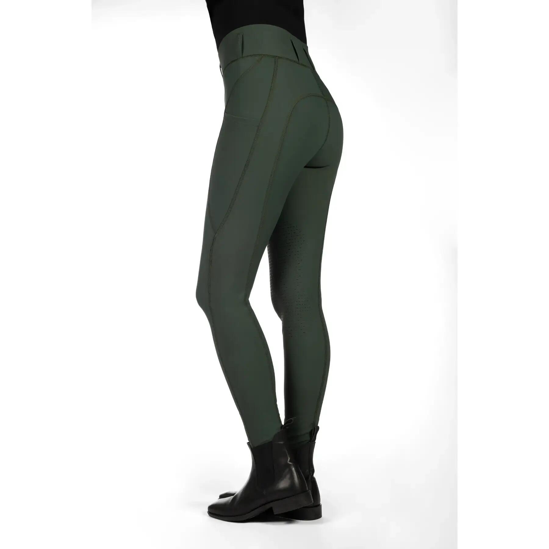 Malla de equitación de agarre medio para mujer HKM Jil High Waist 4/5