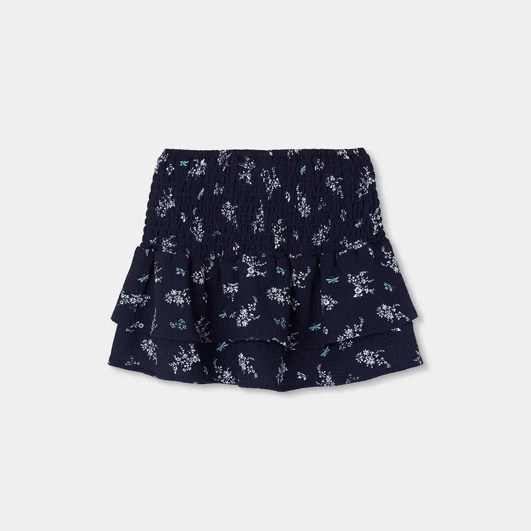 Falda azul marino estampado flores y libélulas 2/4