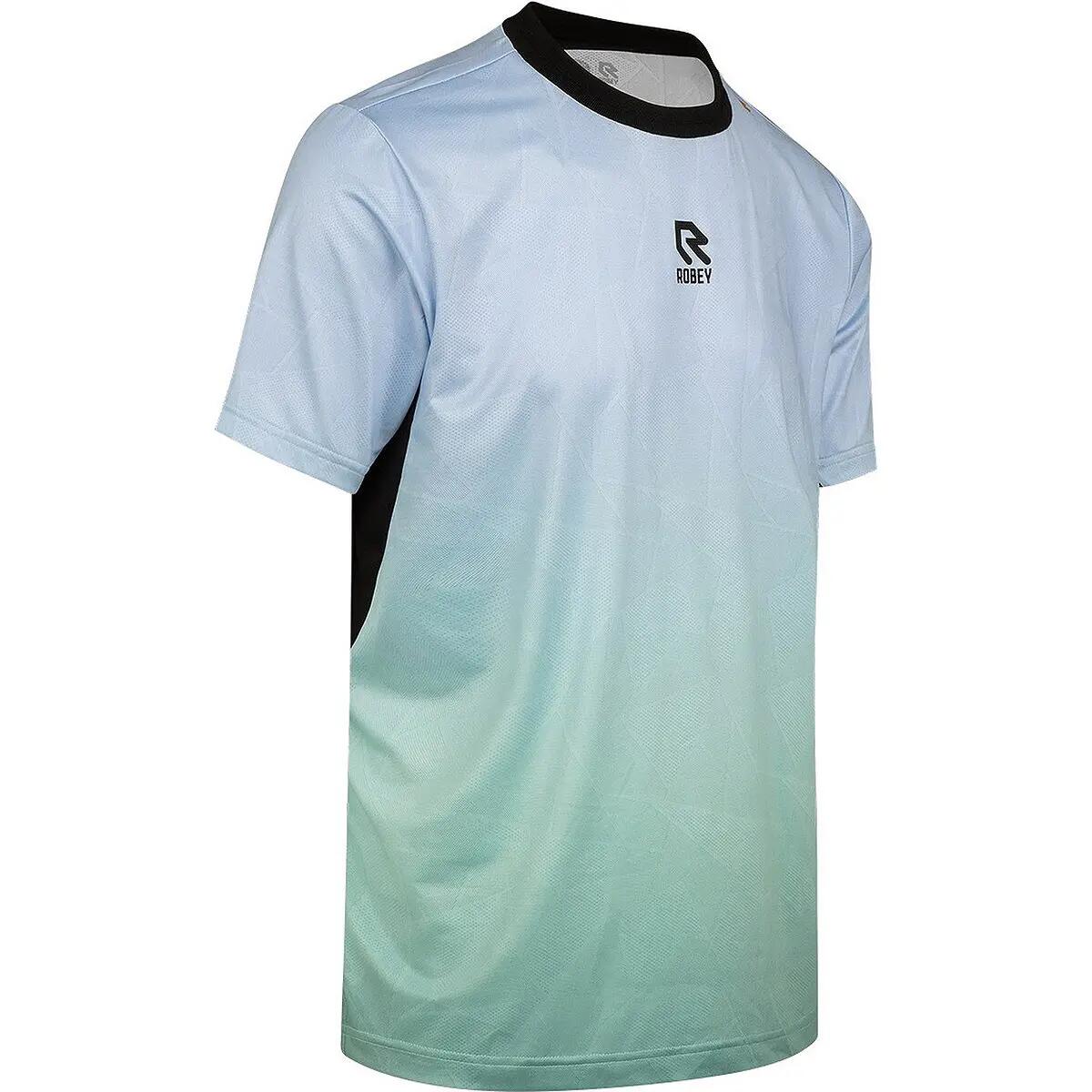 Kleding - Tennis - Heren - Smash Tee - Lichtgewicht, Rekbaar, Hemelsblauw/Groen 2/5