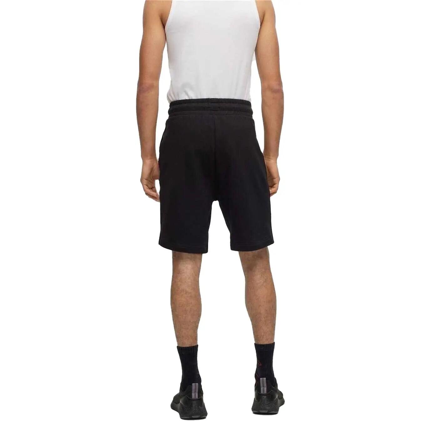 Mens Cotton Blend Side Logo Sweat Shorts (Black) 3/4