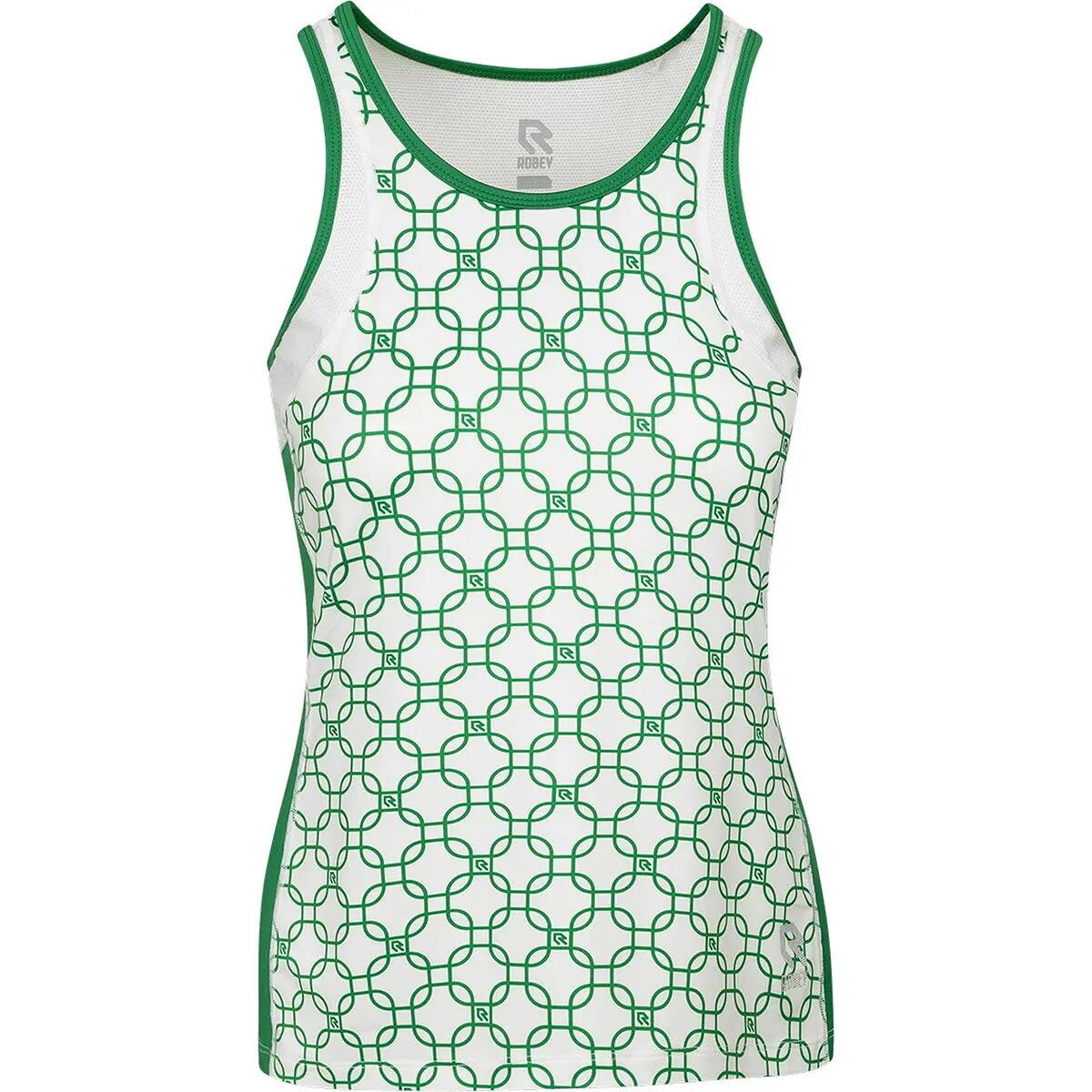 Kleding - Tennis - Dames - Singlet slim-fit - Robey Dropshot - Wit/Groen 2/5