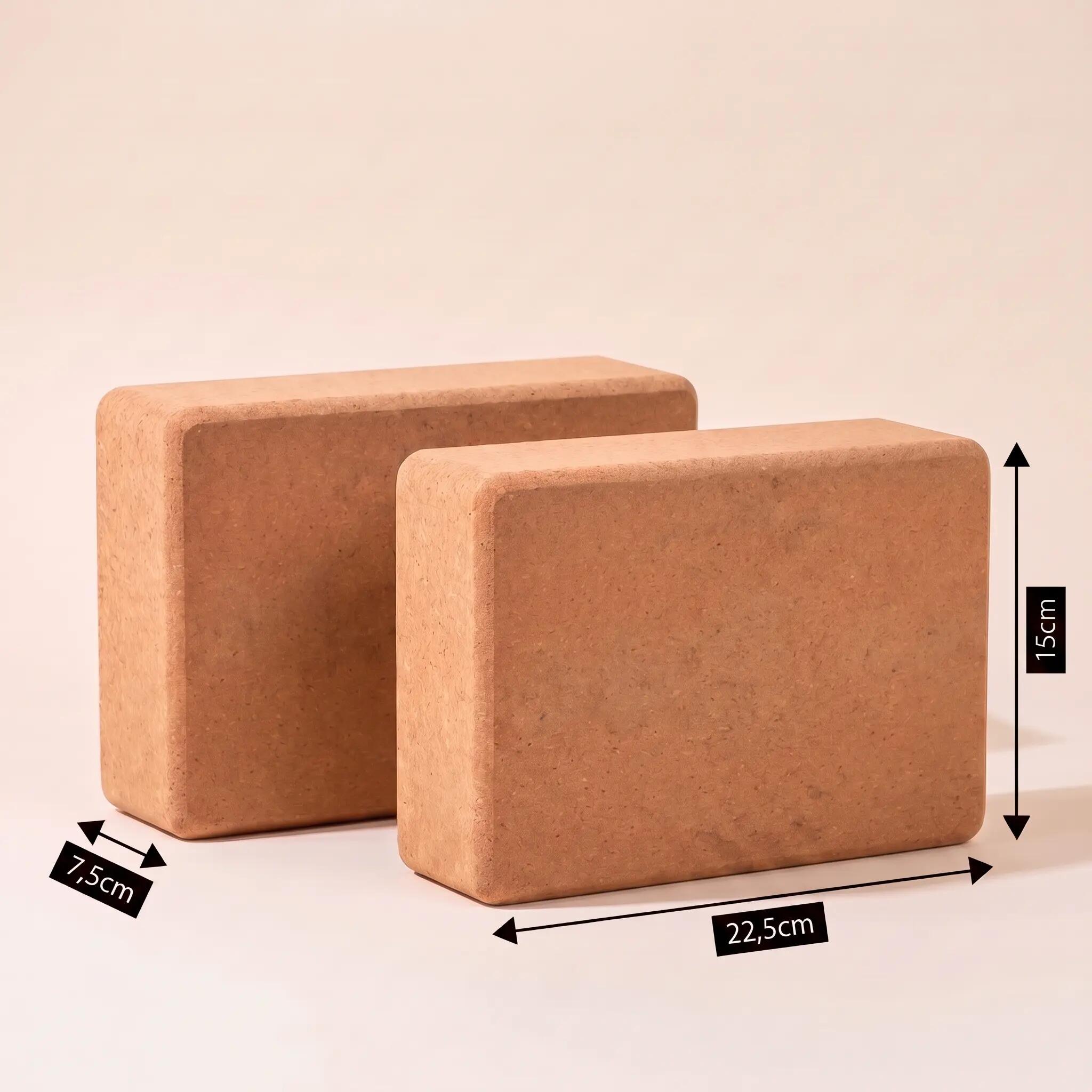 Yoga & Pilates Block 2er Set Naturkork rutschfest, antibakteriell, formstabil 6/6