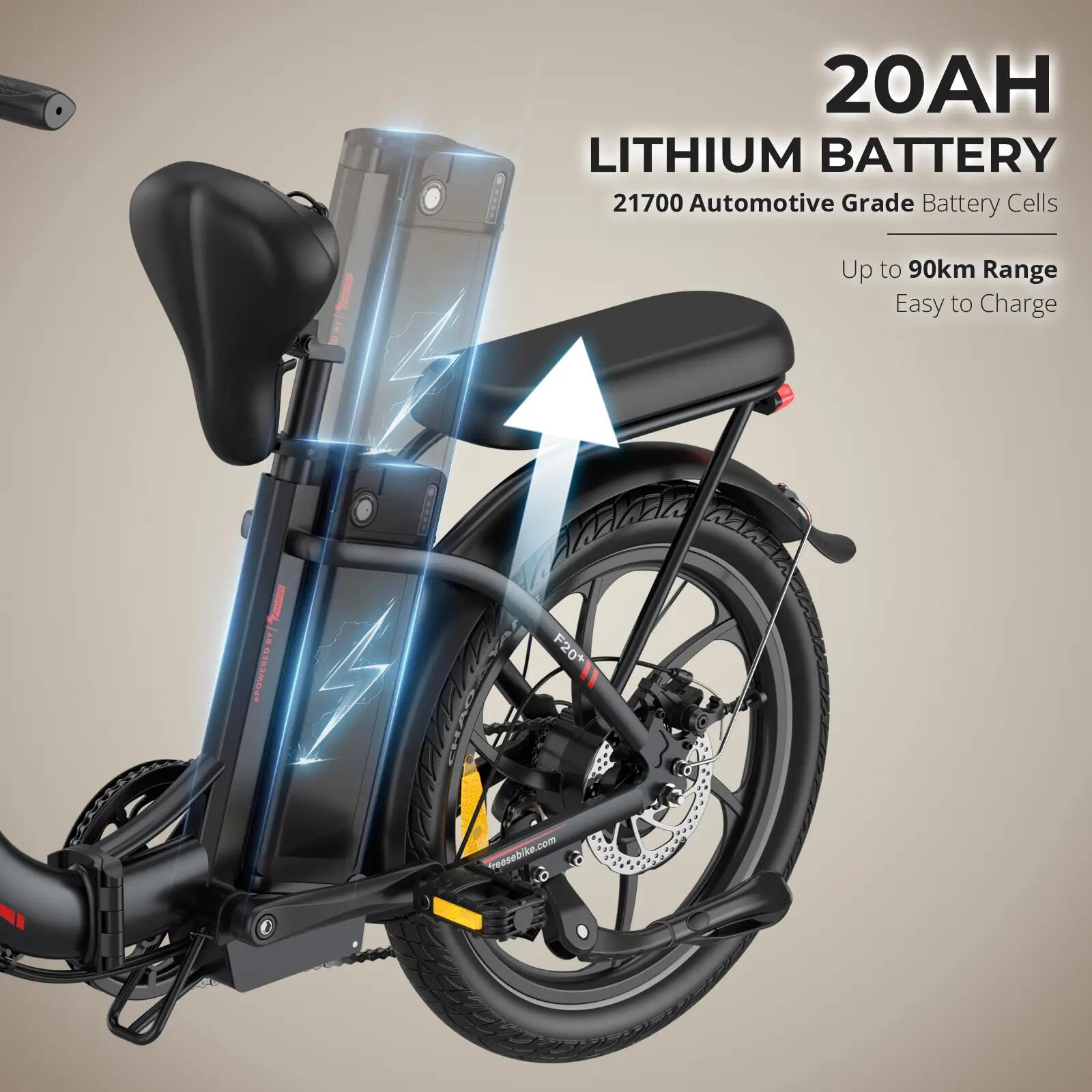 Bicicleta Elétrica Urbana F20+ 250W Bateria 36V 20Ah Pneu 20" 8/14