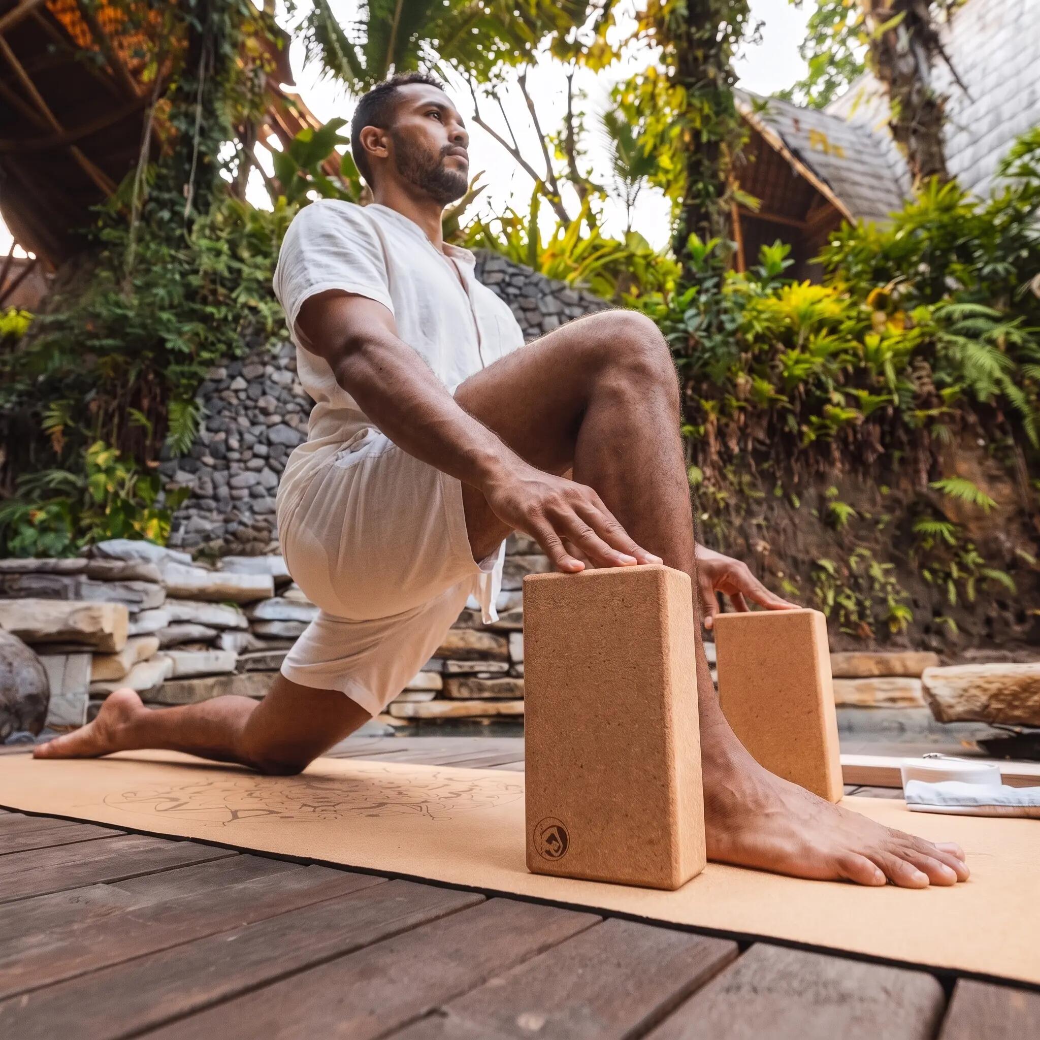 Yoga & Pilates Block 2er Set Naturkork rutschfest, antibakteriell, formstabil 4/6