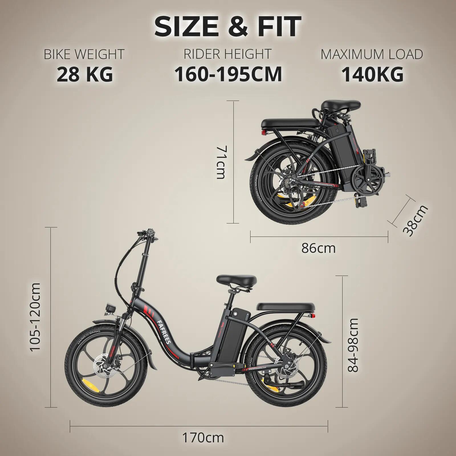 Bicicleta Elétrica Urbana F20+ 250W Bateria 36V 20Ah Pneu 20" 14/14