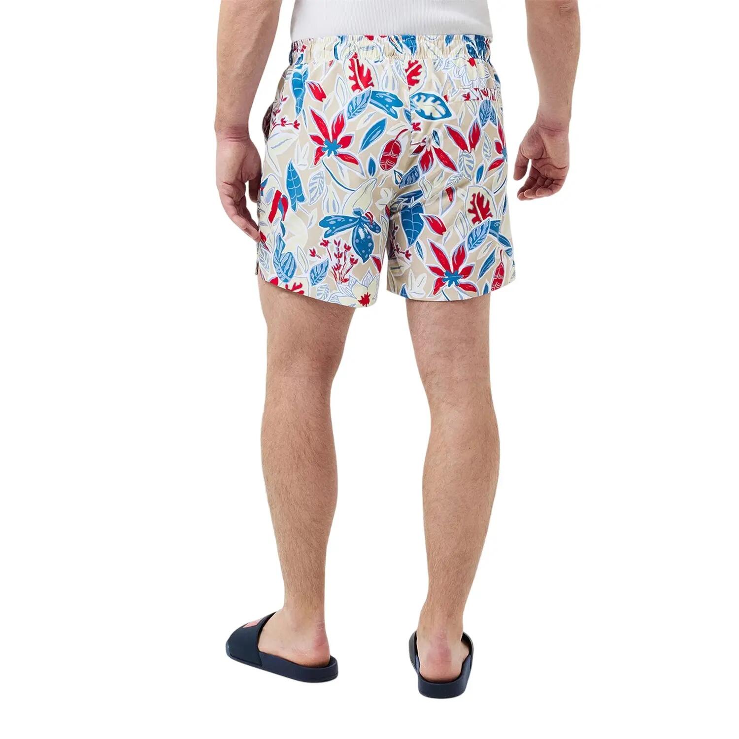 Mens Floral Pattern Regular Swim Shorts (White) 4/4