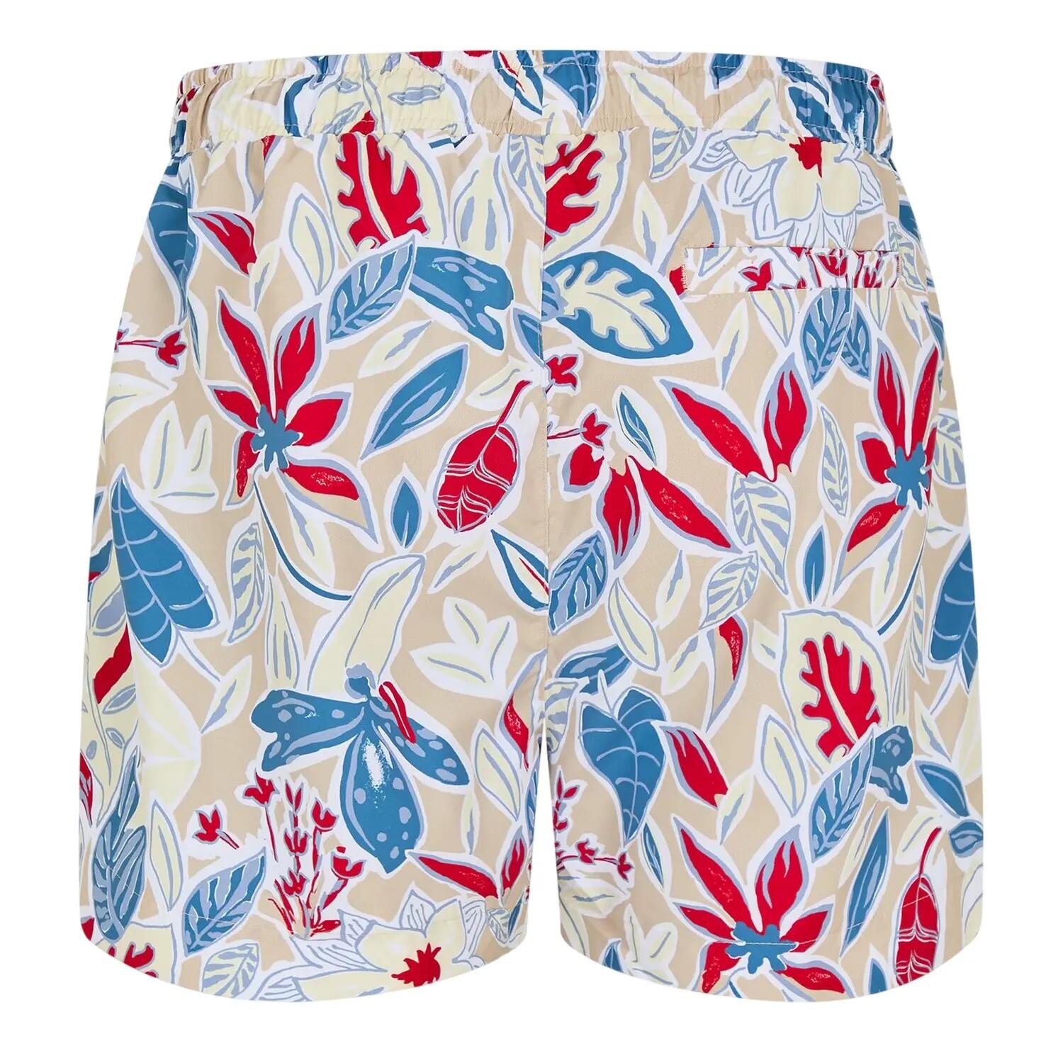 Mens Floral Pattern Regular Swim Shorts (White) 3/4