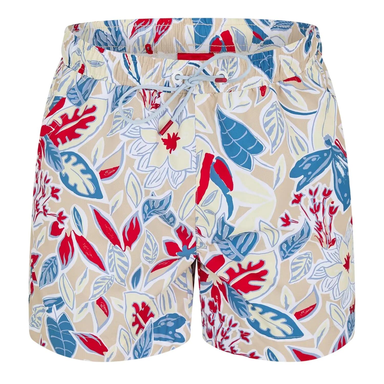 Mens Floral Pattern Regular Swim Shorts (White) 2/4
