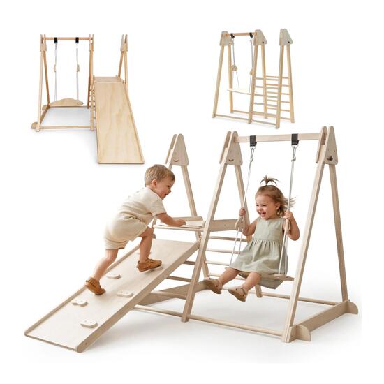 Aire de jeux - escalade et toboggan - pliable - naturel