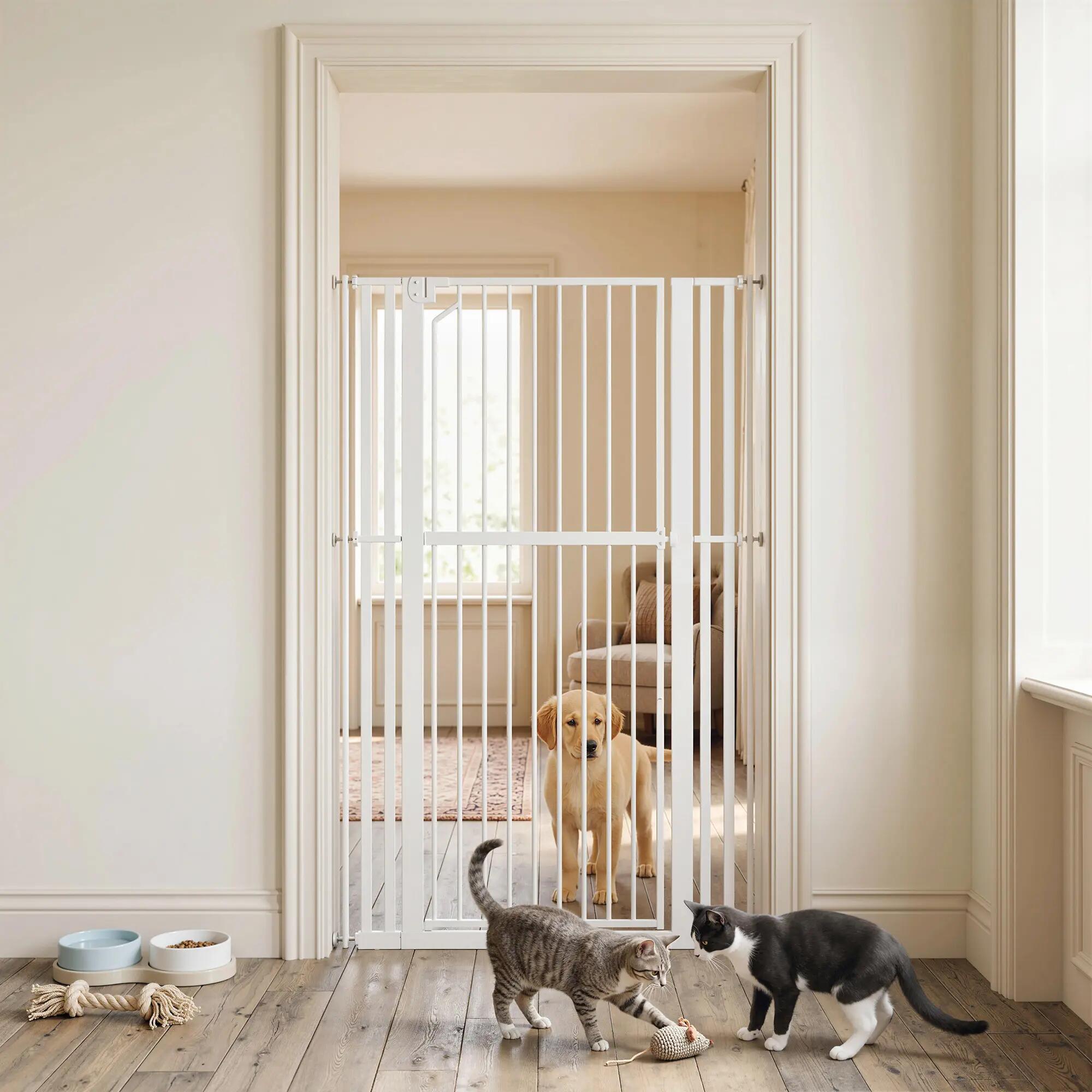 Barrera de Seguridad PawHut 105x2x160 cm Blanco 5/5