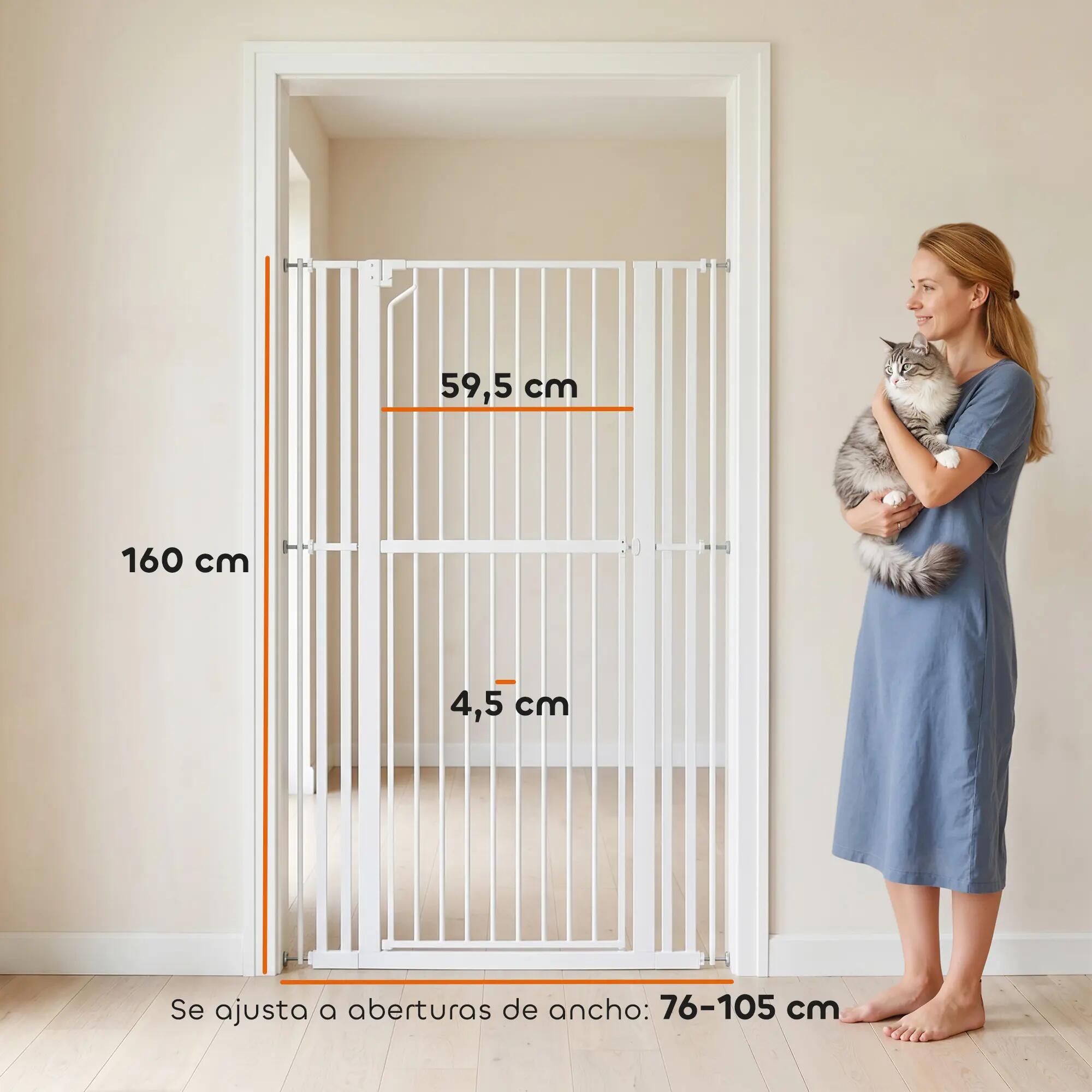 Barrera de Seguridad PawHut 105x2x160 cm Blanco 3/5