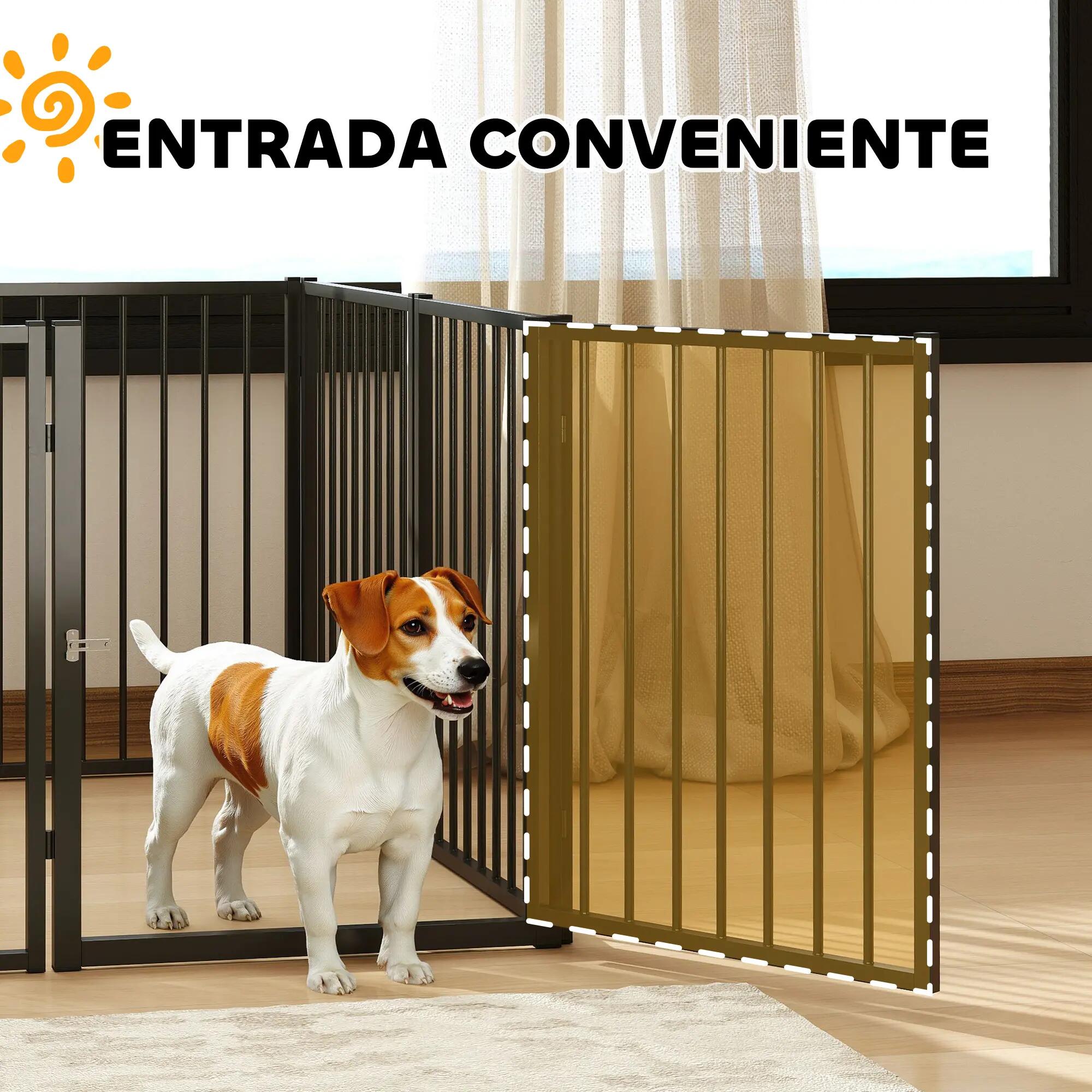 Parque para Perros PawHut 240x120x76 cm Negro 4/6