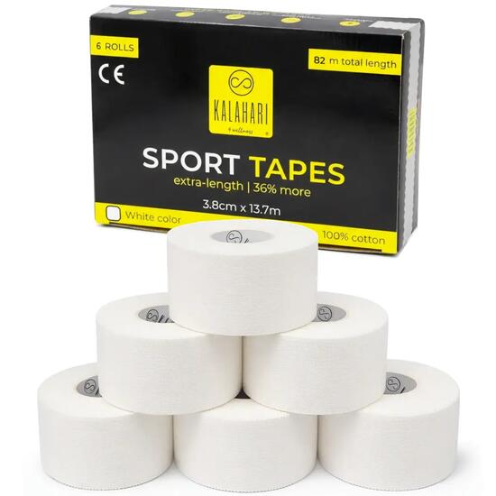 6 rouleaux Bande Sportive extra longue, 3,8cm x 13,7m, bandages et strapping