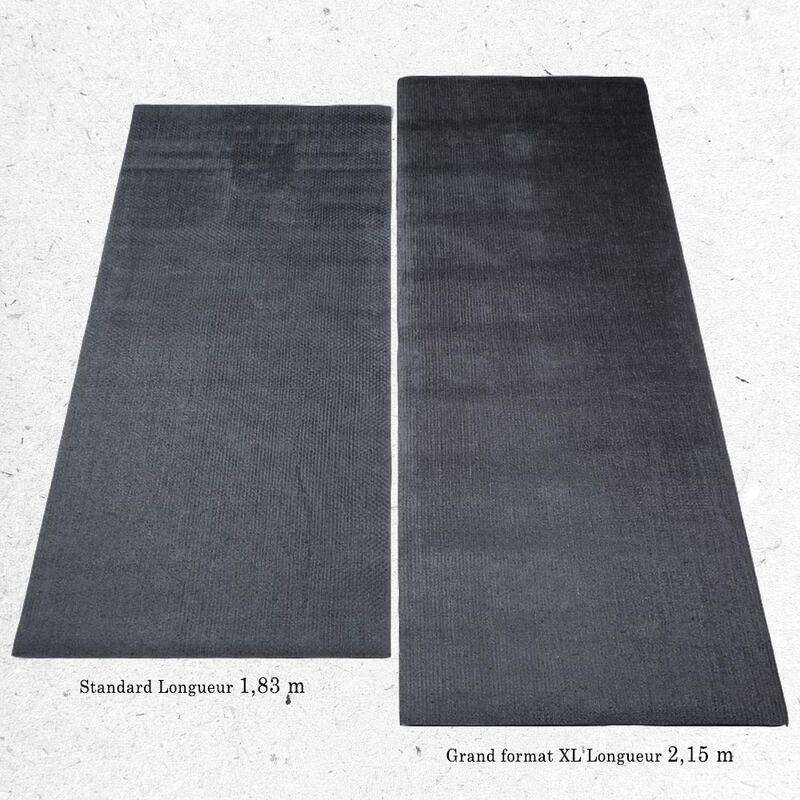 Tapis de yoga naturel XL latex jute - écoconception artisanale gris