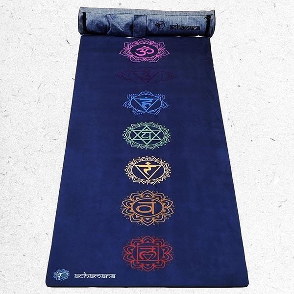 Tapis de yoga caoutchouc naturel microfibre - 7 chakras