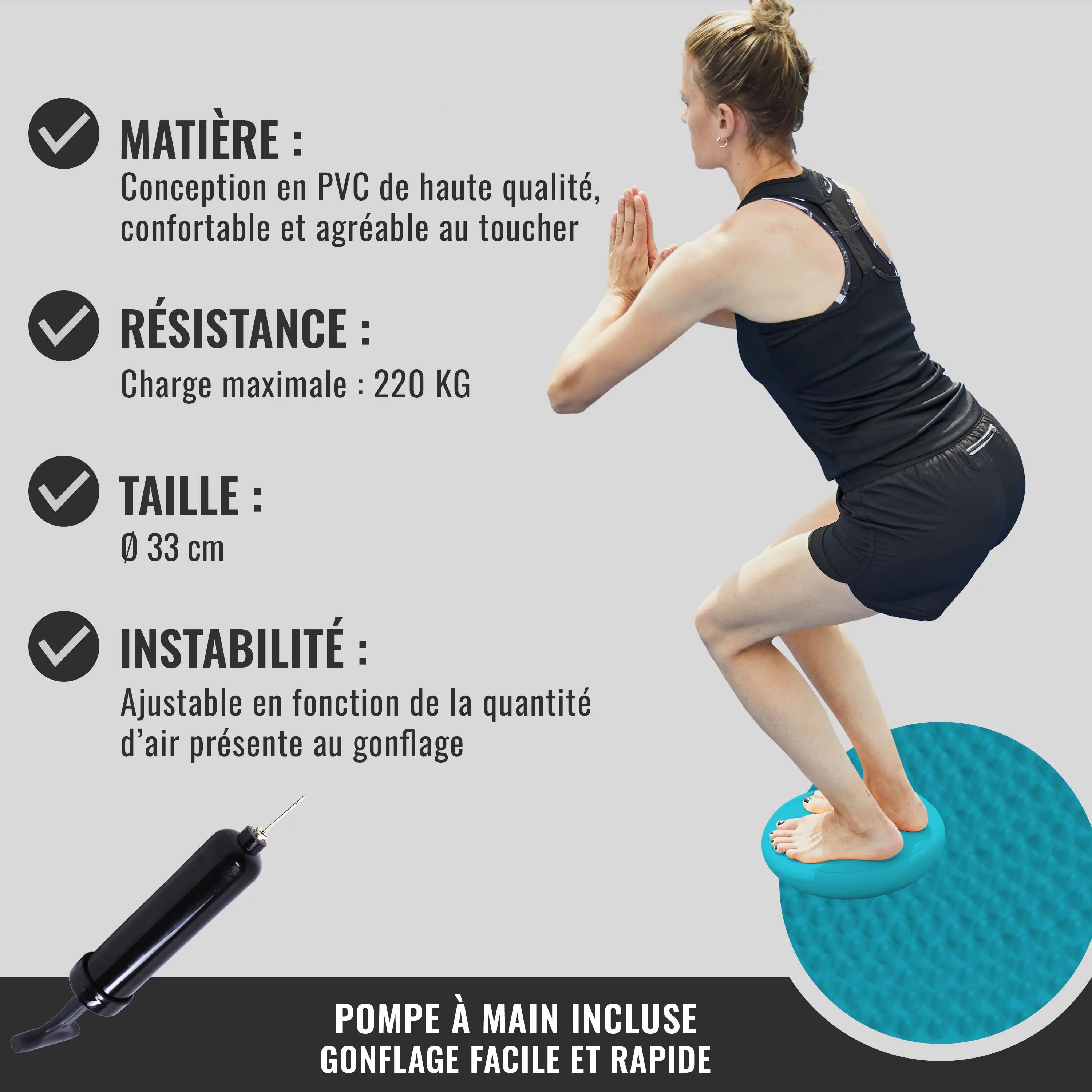 COUSSIN D'ASSISE GONFLABLE AVEC PICOTS | DIAMETRE 33 CM | FITNESS | PLUSIEURS CO 5/7