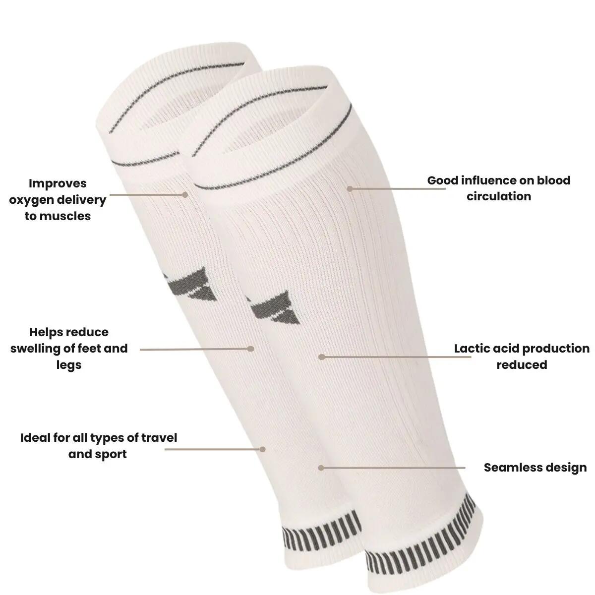 Manguitos de compresión para pantorrillas de running Multi White 3/4