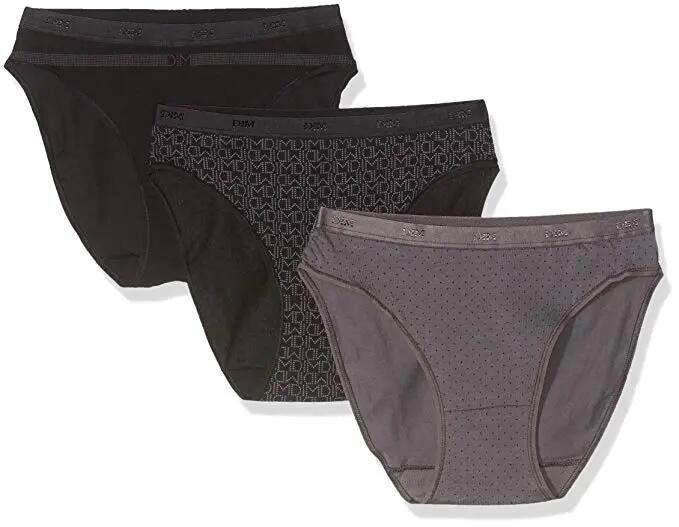 Dim Les Pockets Damen Culottes 3er Pack Schwarz/Grau aus Baumwolle 5/5