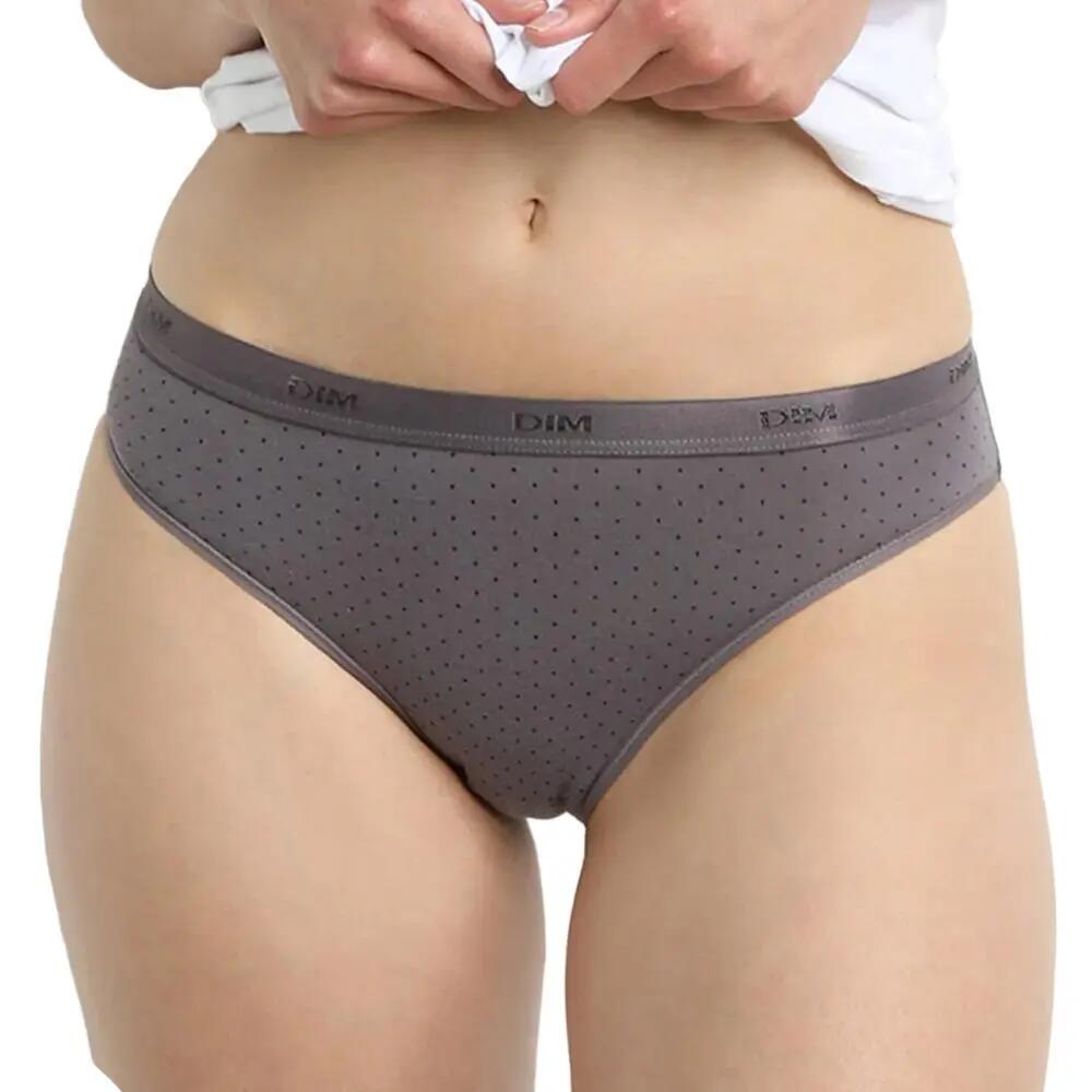 Dim Les Pockets Damen Culottes 3er Pack Schwarz/Grau aus Baumwolle 3/5