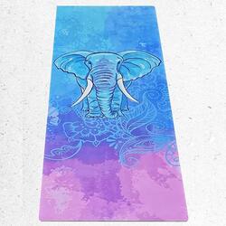 Tapis yoga voyage fin, léger,  pliable - Eléphant + Sangle transport