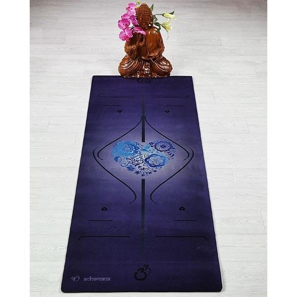 Tapis yoga écologique nouveau concept 3 plis 6 mm, lignes de position + sac yoga