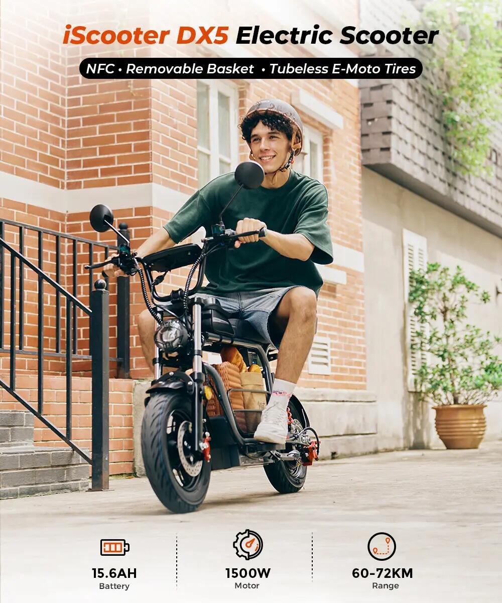 Trotinete elétrica iscooter DX5 1500W 48V não dobrável 5/15