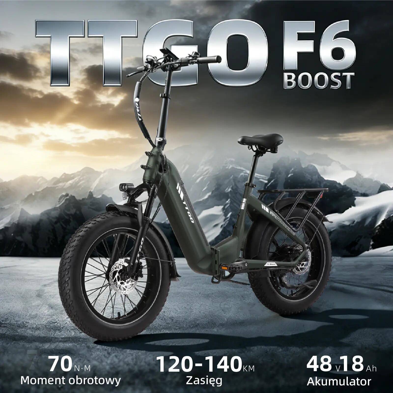 Rower elektryczny TTGO F6 Boost (dorosły), silnik 250W, bateria 48V 18Ah 9/15