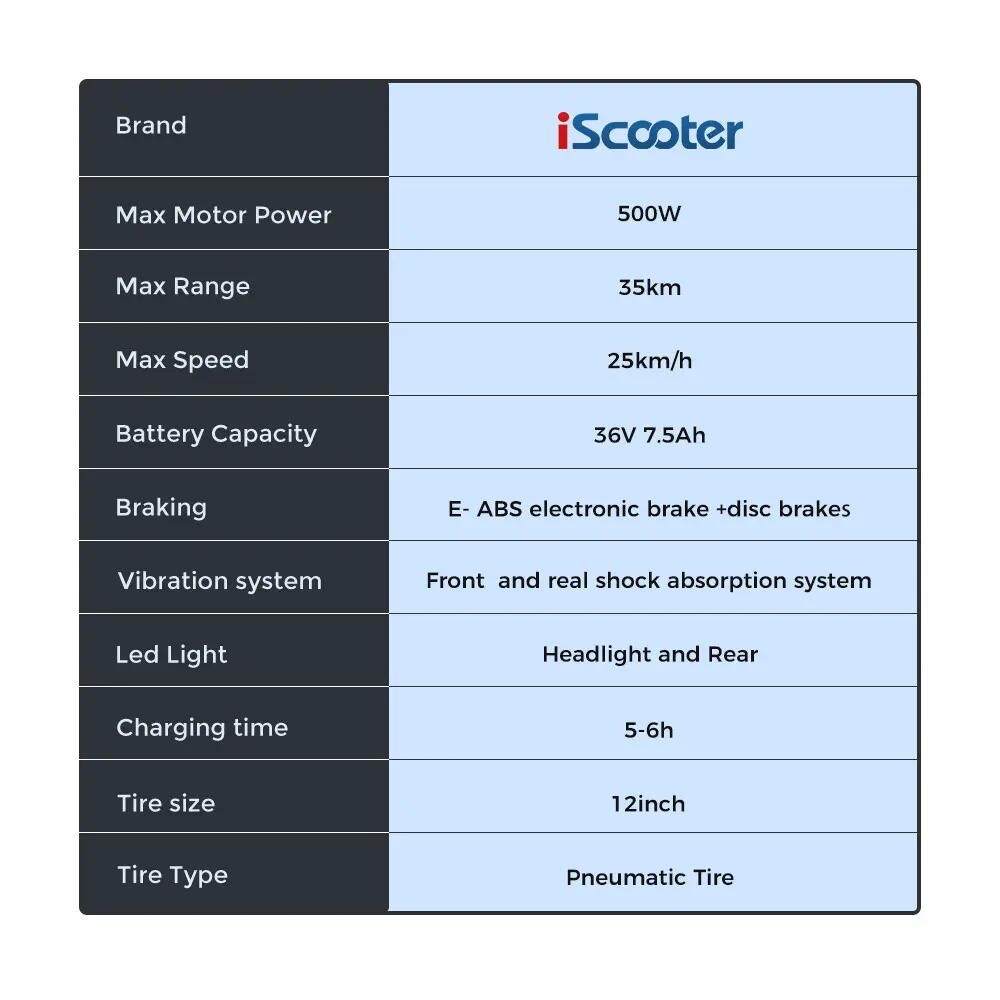 Trotinete elétrica iscooter i12 500W 36V dobrável 10/11
