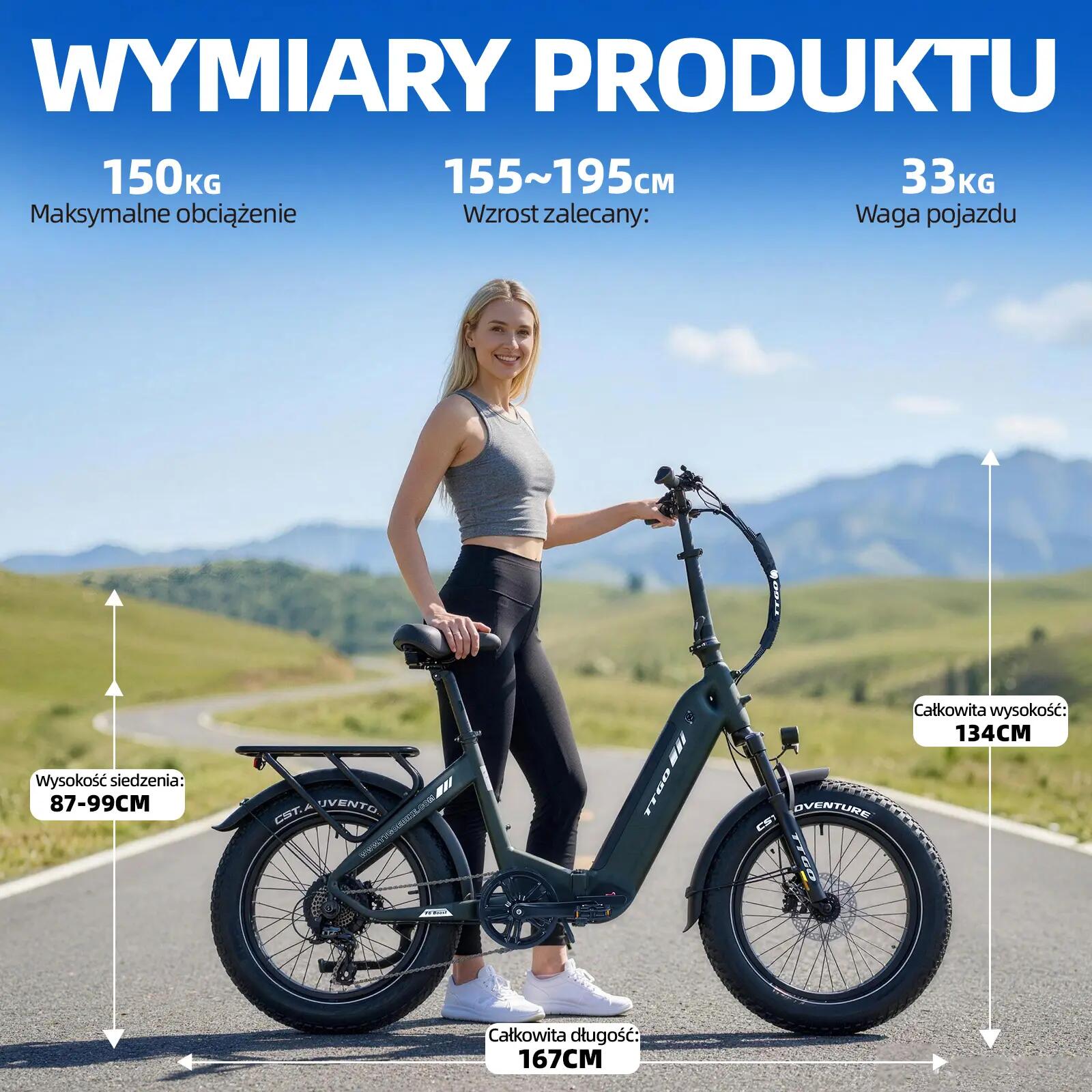 Rower elektryczny TTGO F6 Boost (dorosły), silnik 250W, bateria 48V 18Ah 14/15