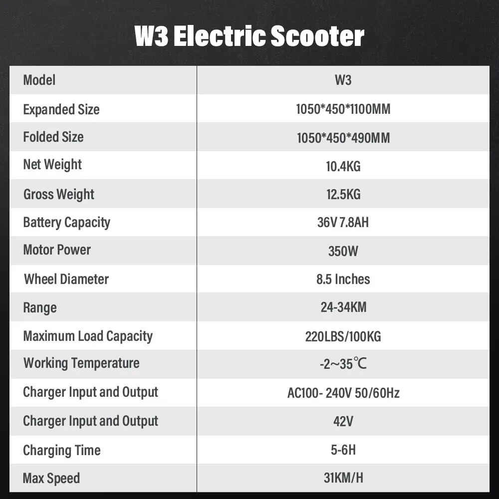 Trotinete elétrica iscooter W3 350W 36V dobrável 10/12