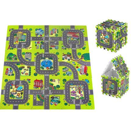 Tapis de jeu bébé - éducatif - unisexe - mousse EVA ville 90x90 cm 1 cm