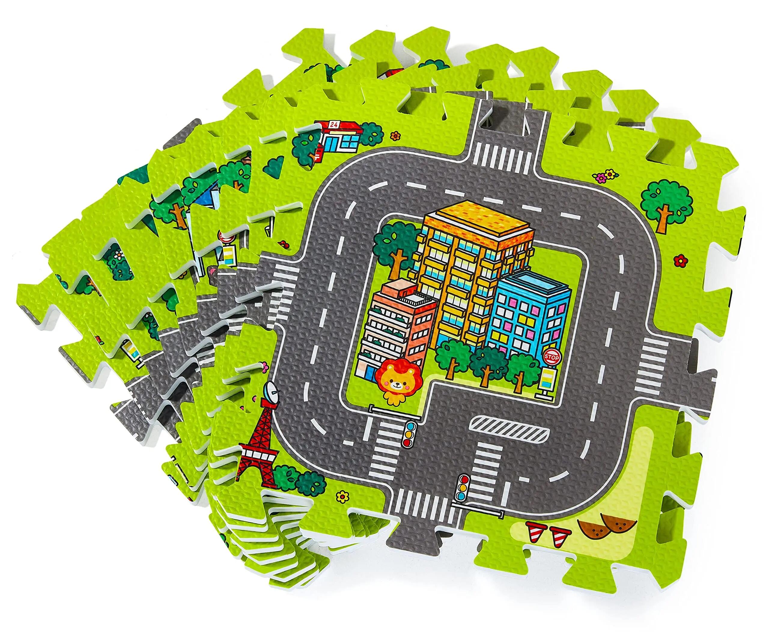 Tappeto da gioco per bebè - educativo - unisex - schiuma EVA città 90x90 cm 1 cm 8/8