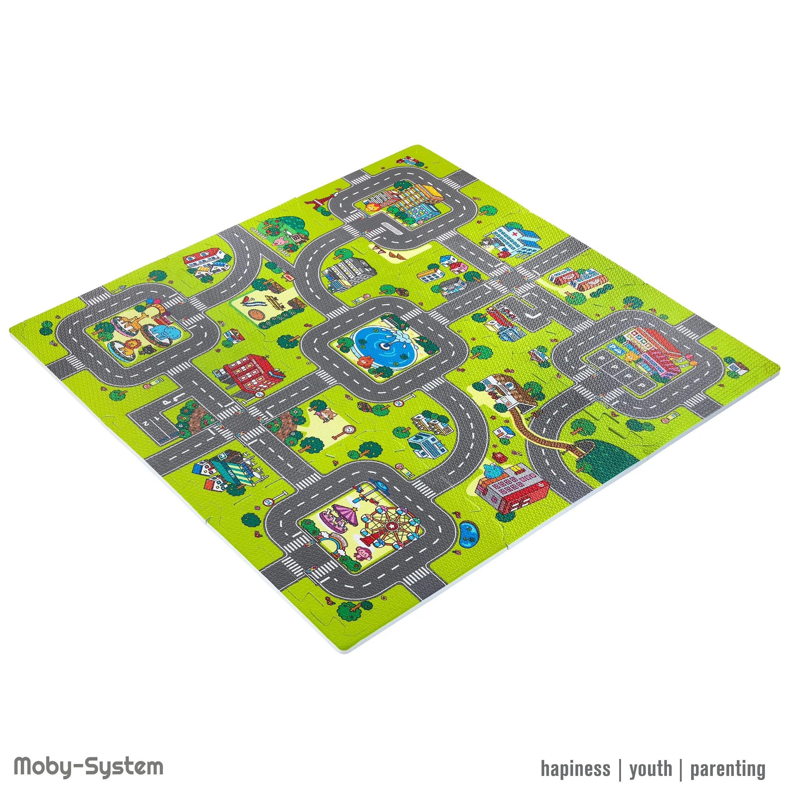 Tappeto da gioco per bebè - educativo - unisex - schiuma EVA città 90x90 cm 1 cm 7/8