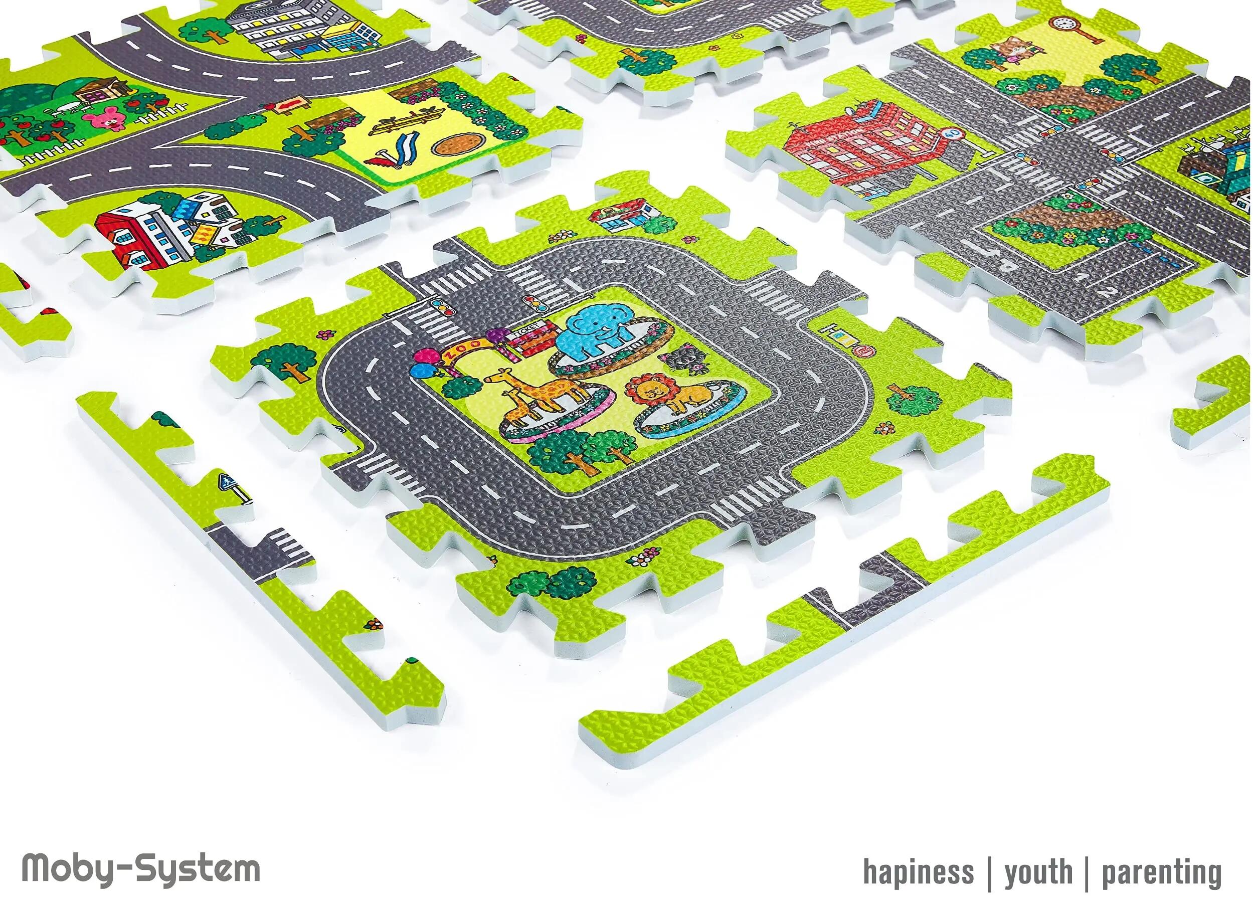 Tappeto da gioco per bebè - educativo - unisex - schiuma EVA città 90x90 cm 1 cm 6/8