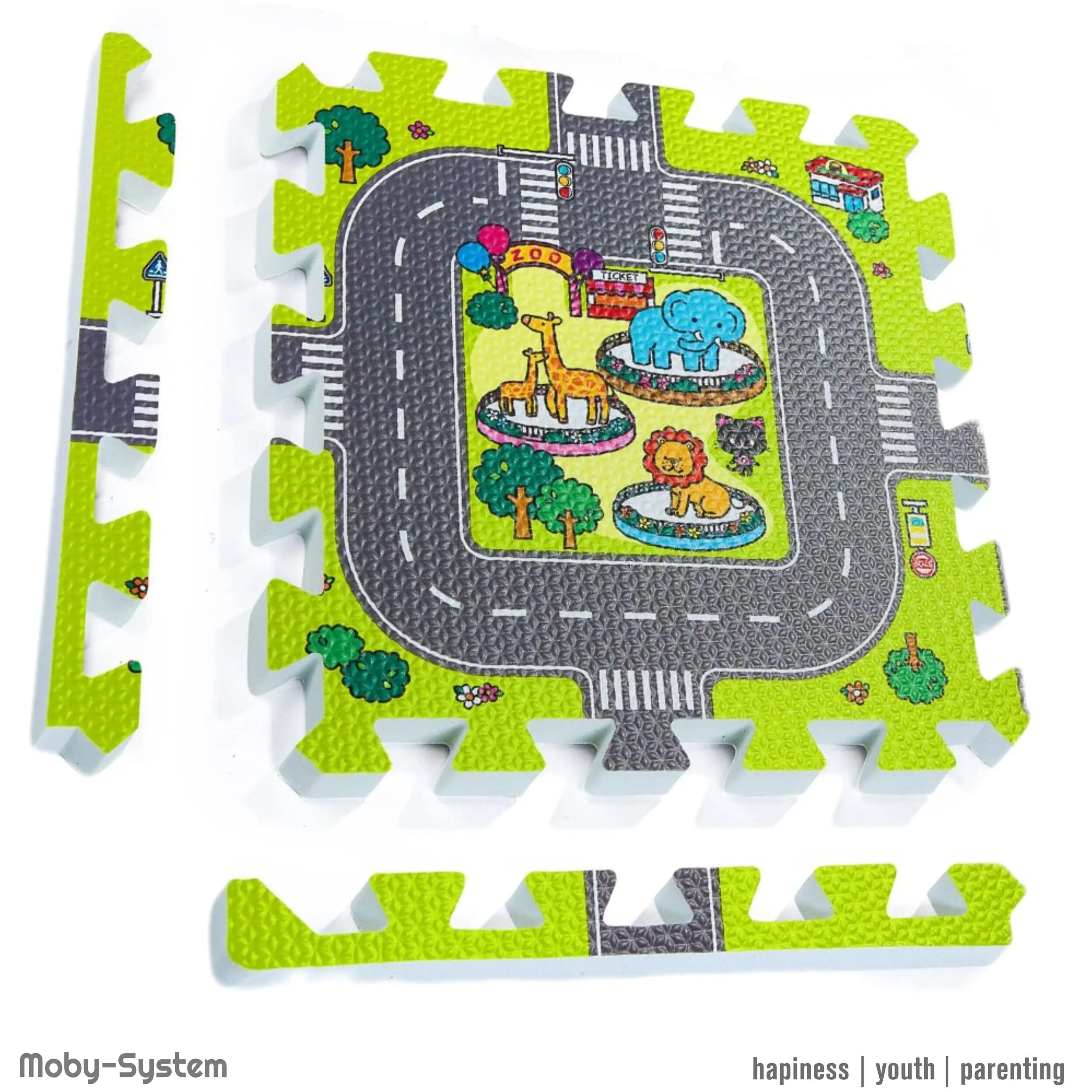 Tappeto da gioco per bebè - educativo - unisex - schiuma EVA città 90x90 cm 1 cm 4/8
