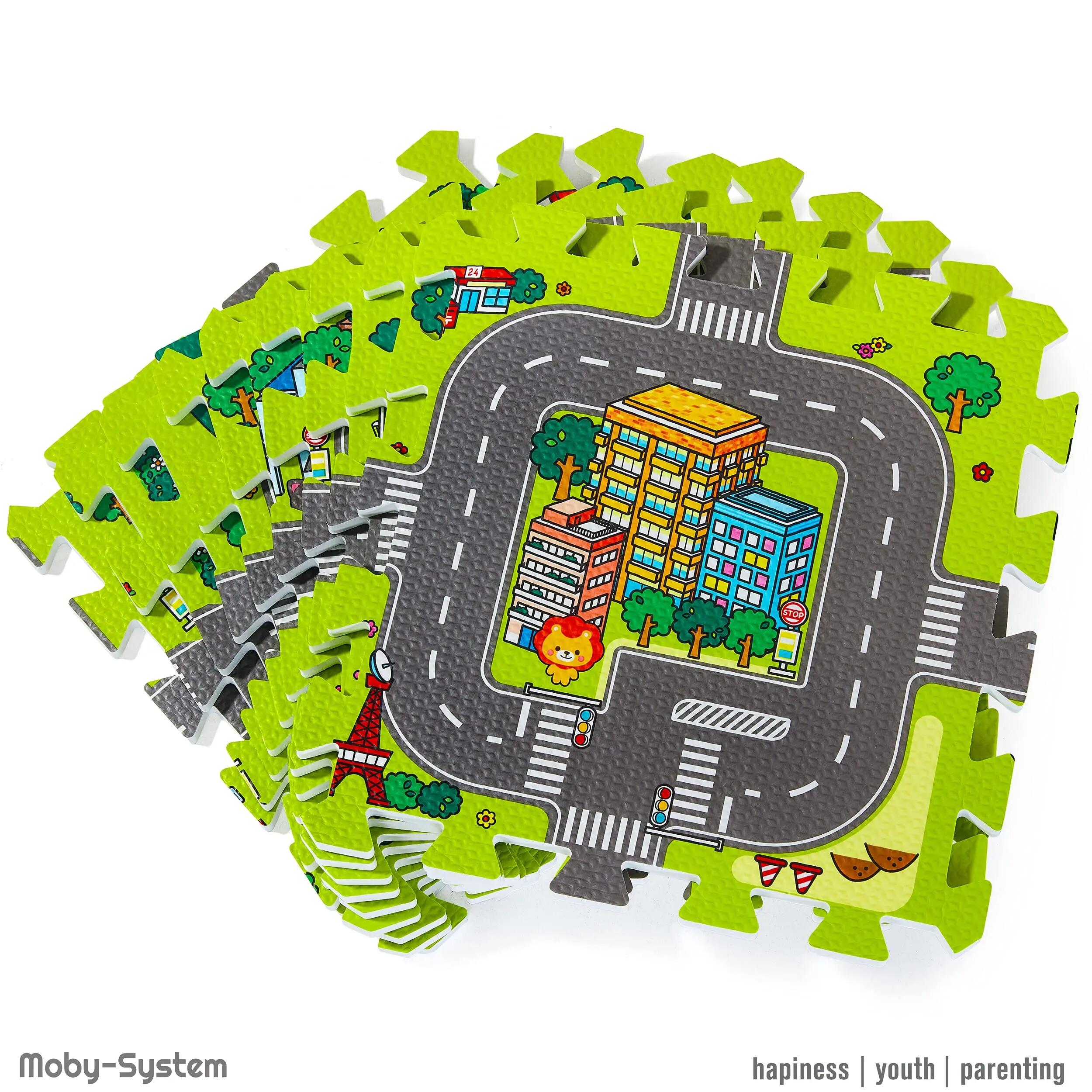 Tappeto da gioco per bebè - educativo - unisex - schiuma EVA città 90x90 cm 1 cm 3/8