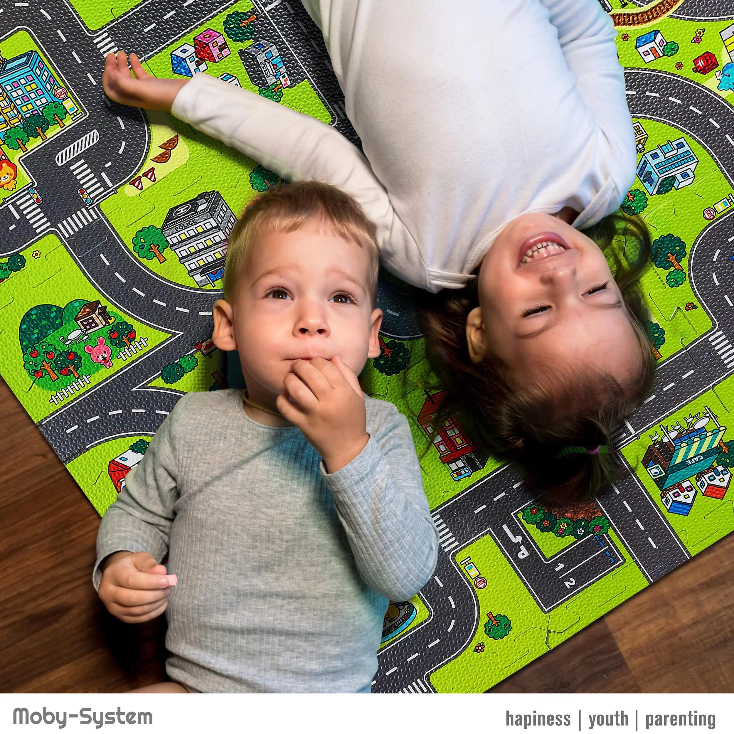 Tappeto da gioco per bebè - educativo - unisex - schiuma EVA città 90x90 cm 1 cm 2/8