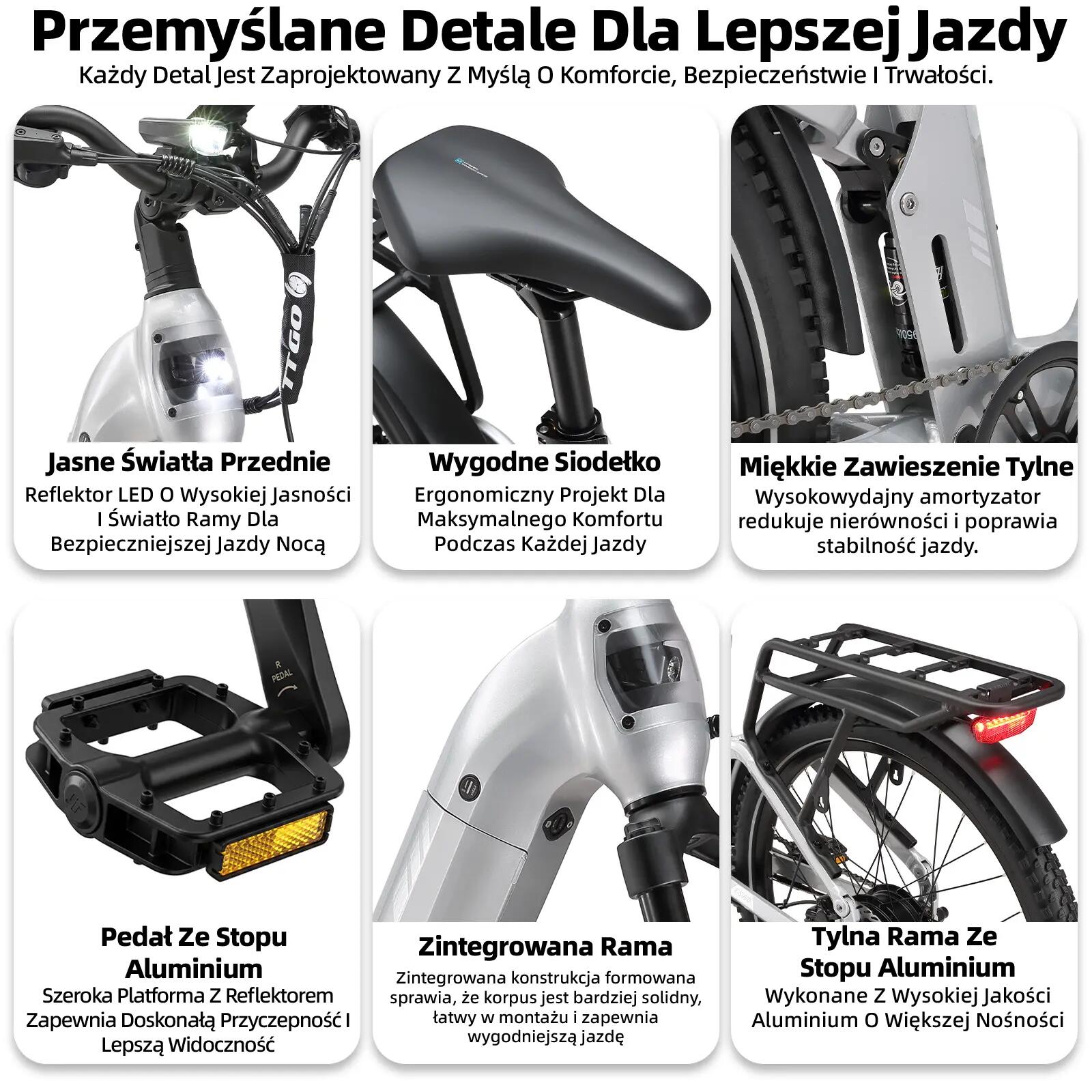 TTGO E-SUVO elektryczny rower dla dorosłych 250W silnik 48V15Ah bateria 7/15