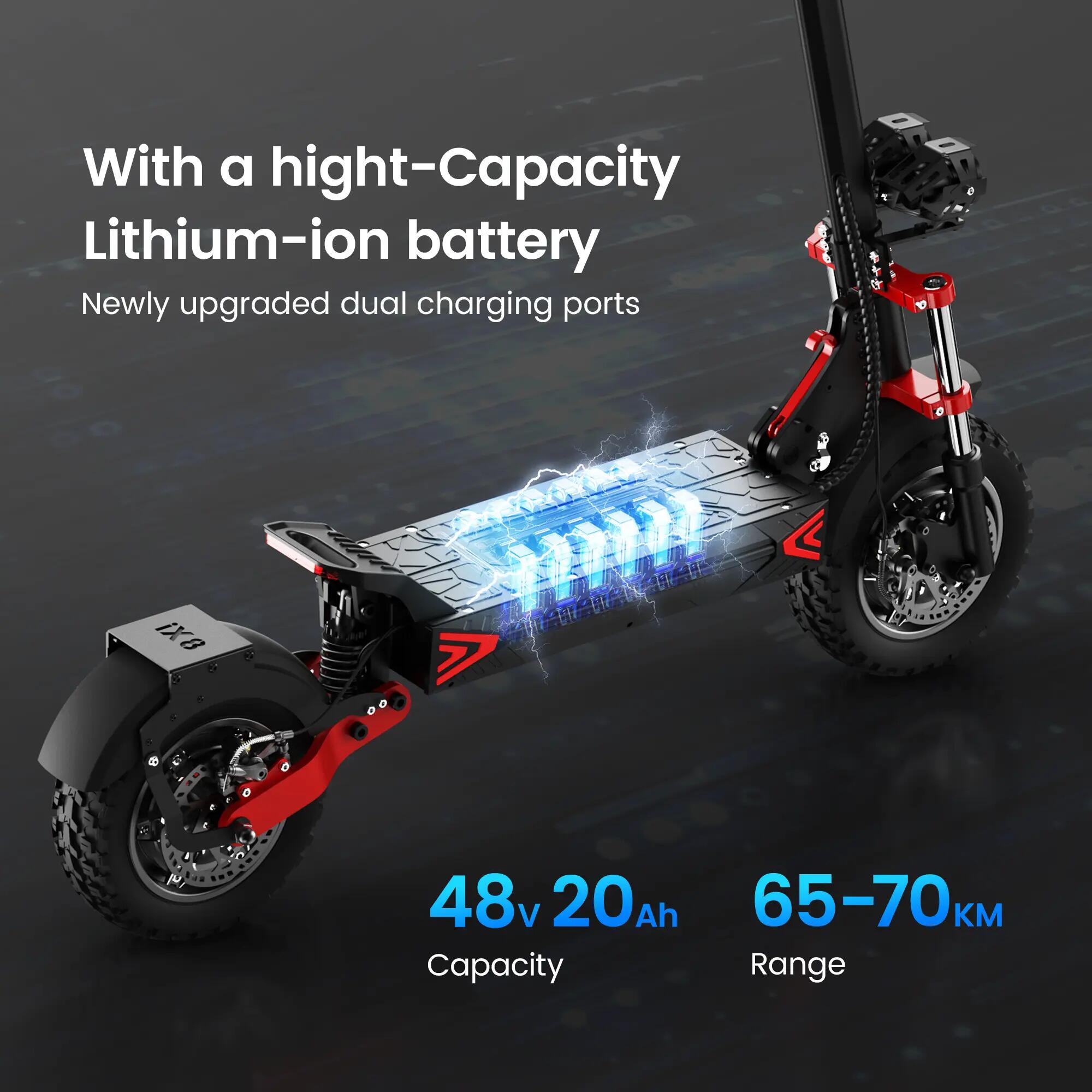 Trotinete elétrica iscooter iX8 2400W 48V dobrável 6/13