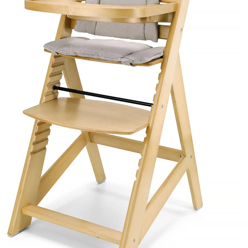 Evolutive high chair in wood - 11 heights - removable tray - grey