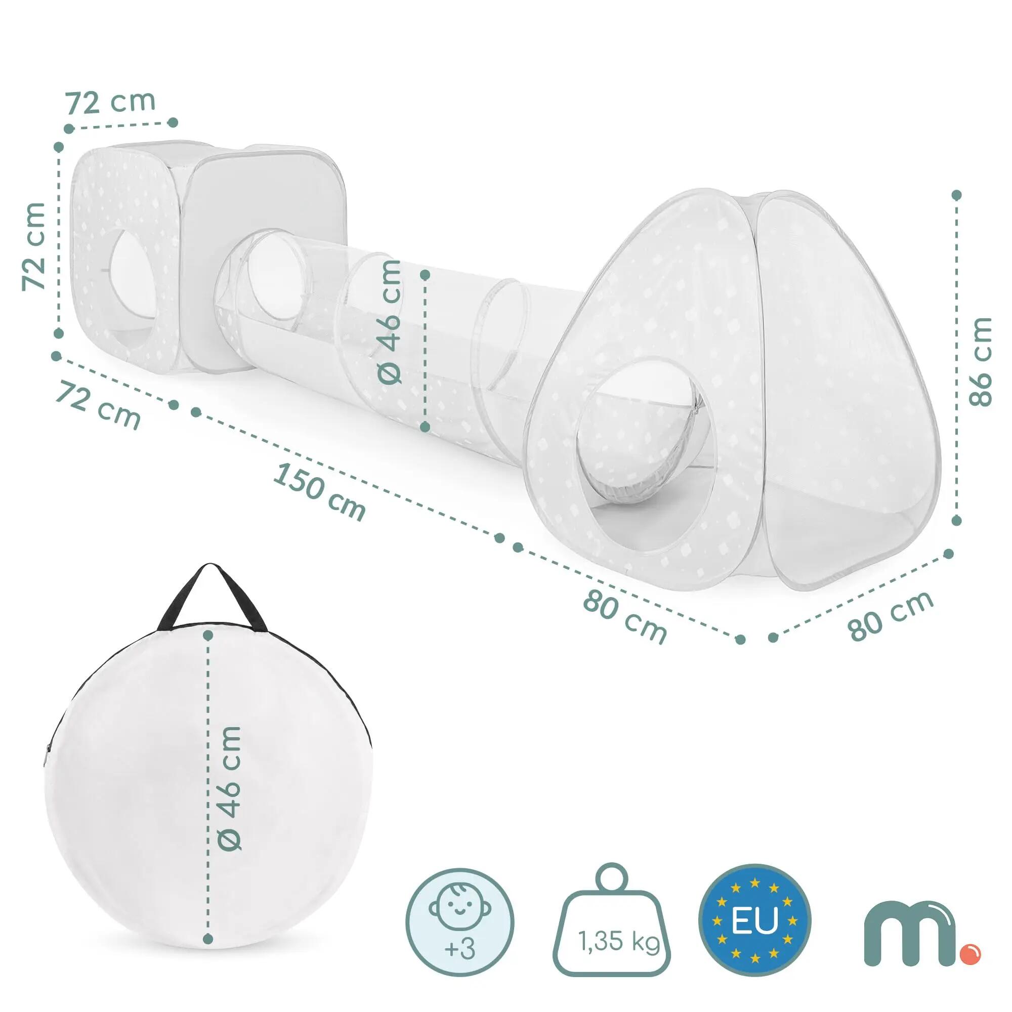 Tenda e tunnel per bambini - gioco 3-in-1 modulare - grigio e bianco 8/9