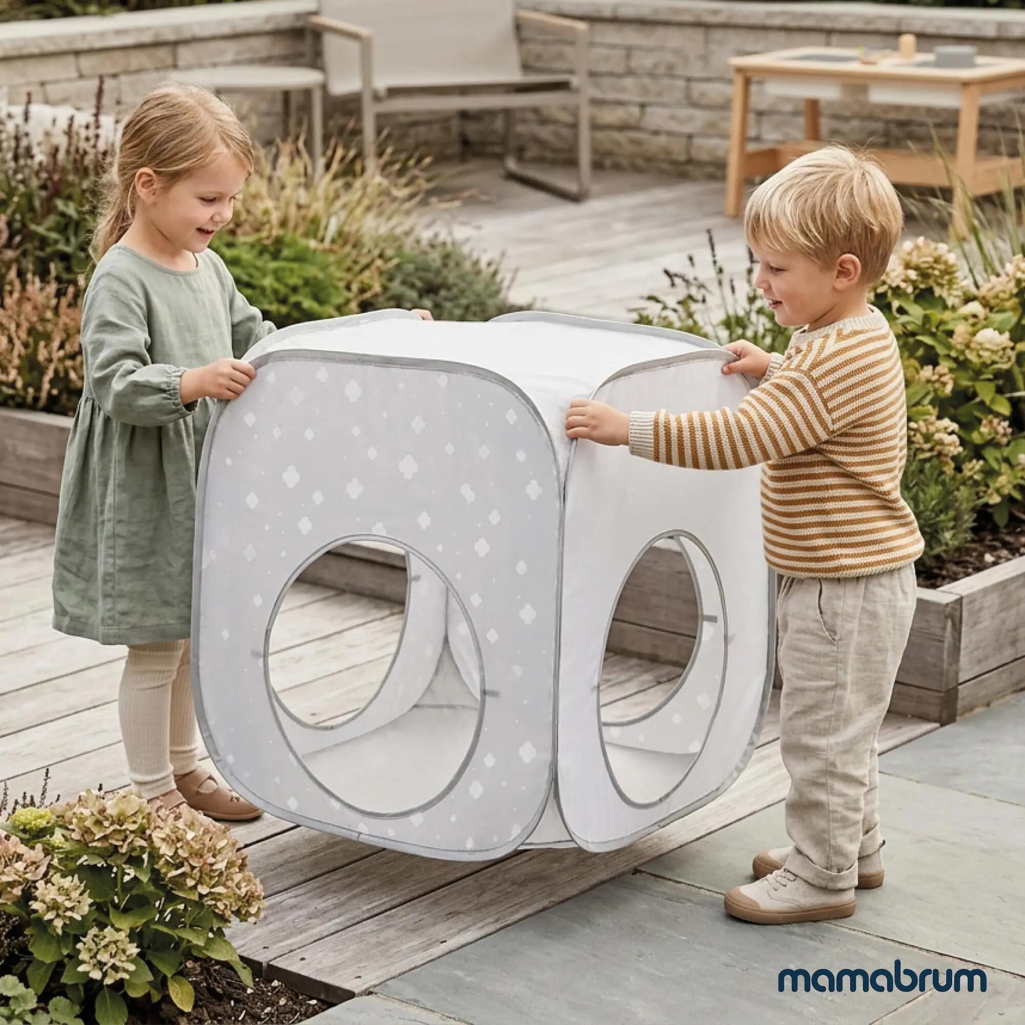 Tenda e tunnel per bambini - gioco 3-in-1 modulare - grigio e bianco 7/9