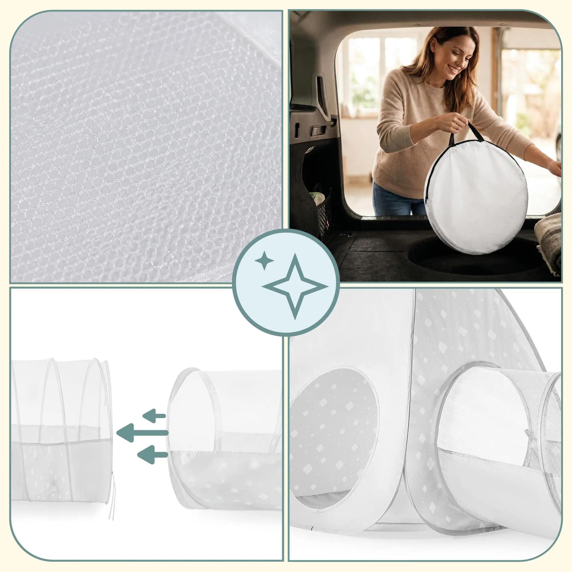 Tenda e tunnel per bambini - gioco 3-in-1 modulare - grigio e bianco 6/9