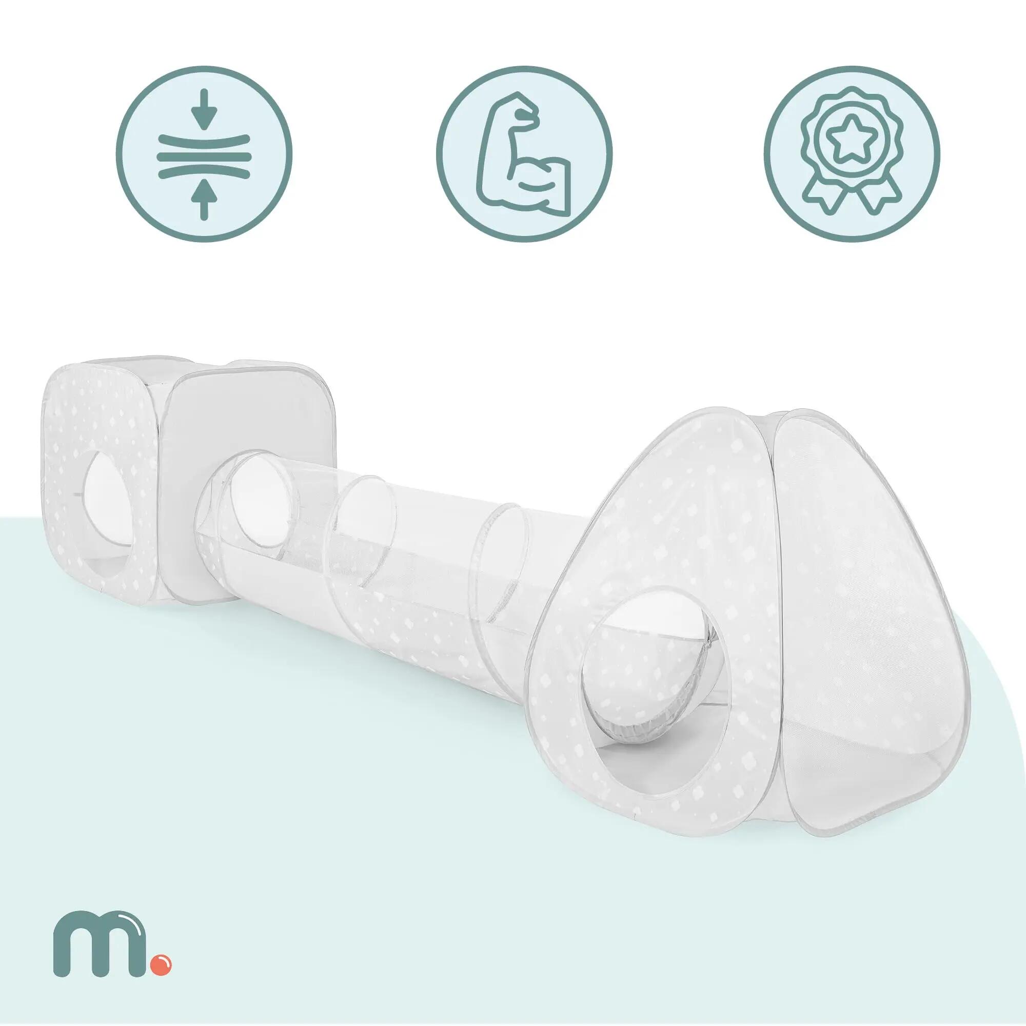 Tenda e tunnel per bambini - gioco 3-in-1 modulare - grigio e bianco 2/9