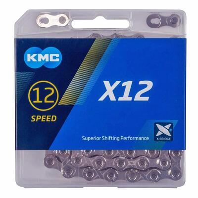 Kmc x12 zilveren fietsketting 126 schakels voor sram 12-speed