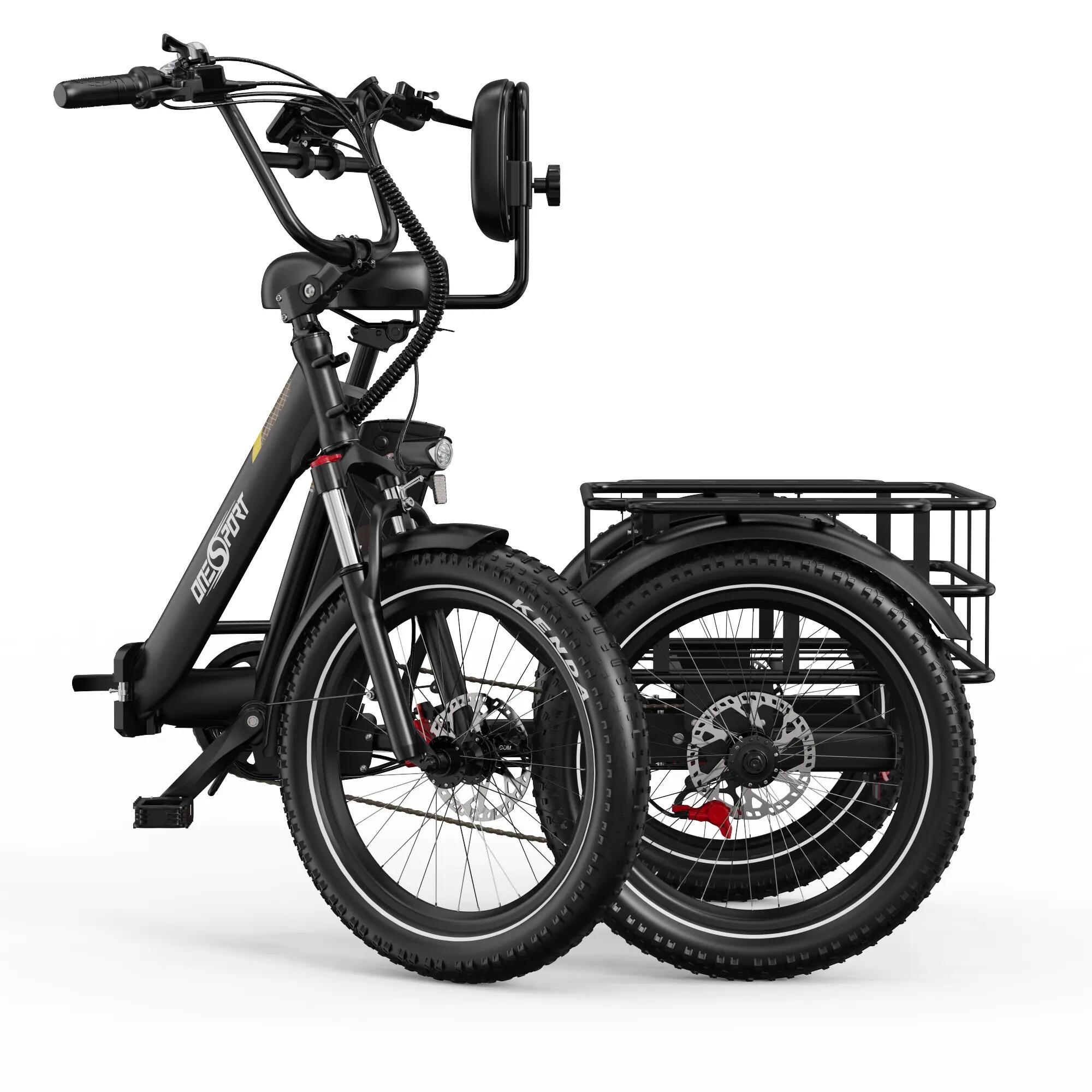 Elektryczny rower trójkołowy dla dorosłych OT30 PRO, opony 20"×3,0", 48V 18Ah. 8/15