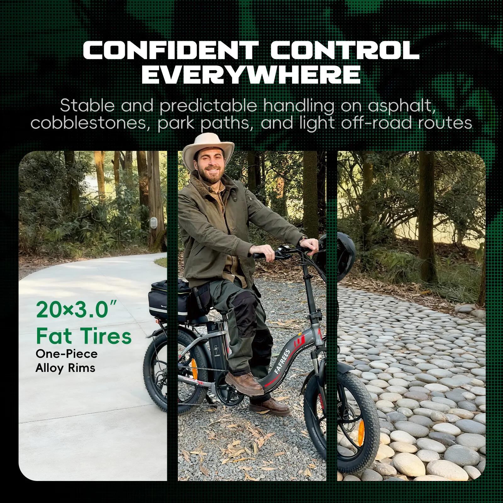 Bicicleta elétrica urbana FAFREES F20, Motor 250W, Bateria 36V 18Ah, Pneus 20" 9/13