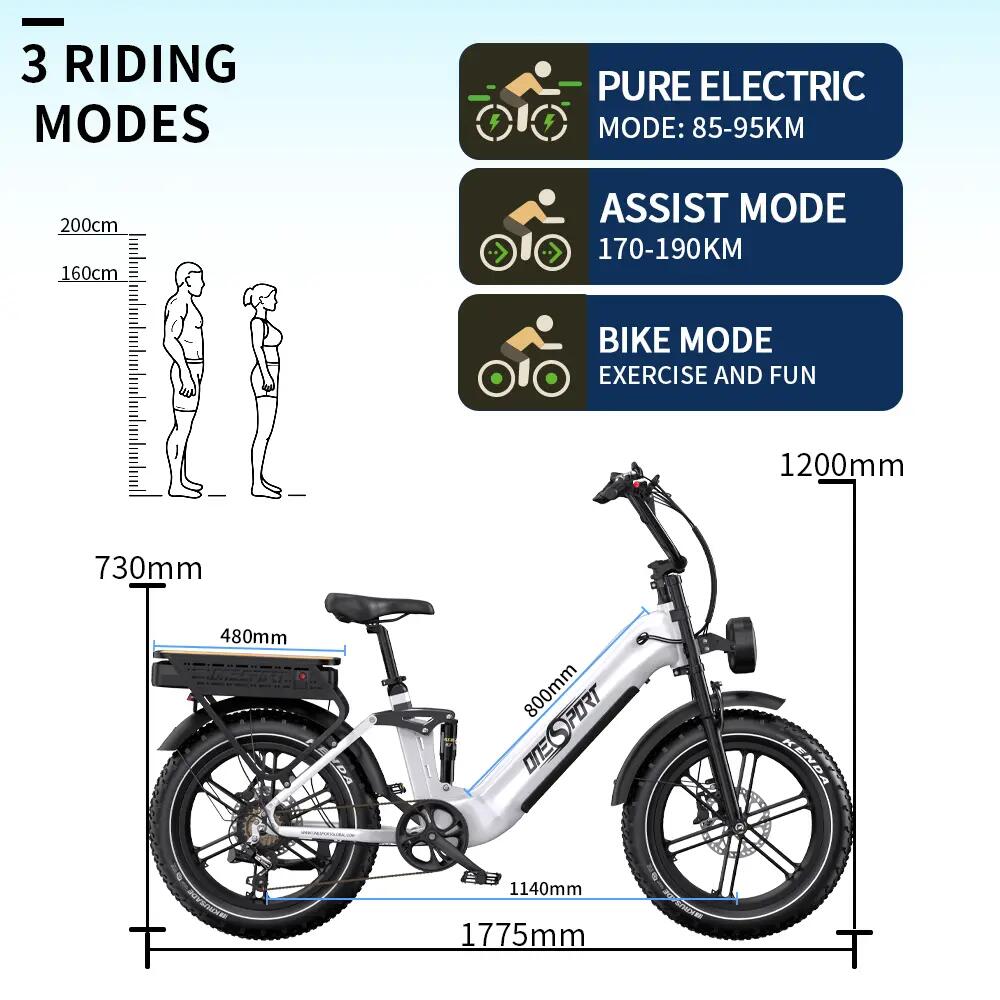 Bicicletta Elettrica ONESPORT OT08 Pro｜48V 18AH*2 Doppia Batteria｜Pneumatico 20* 7/7